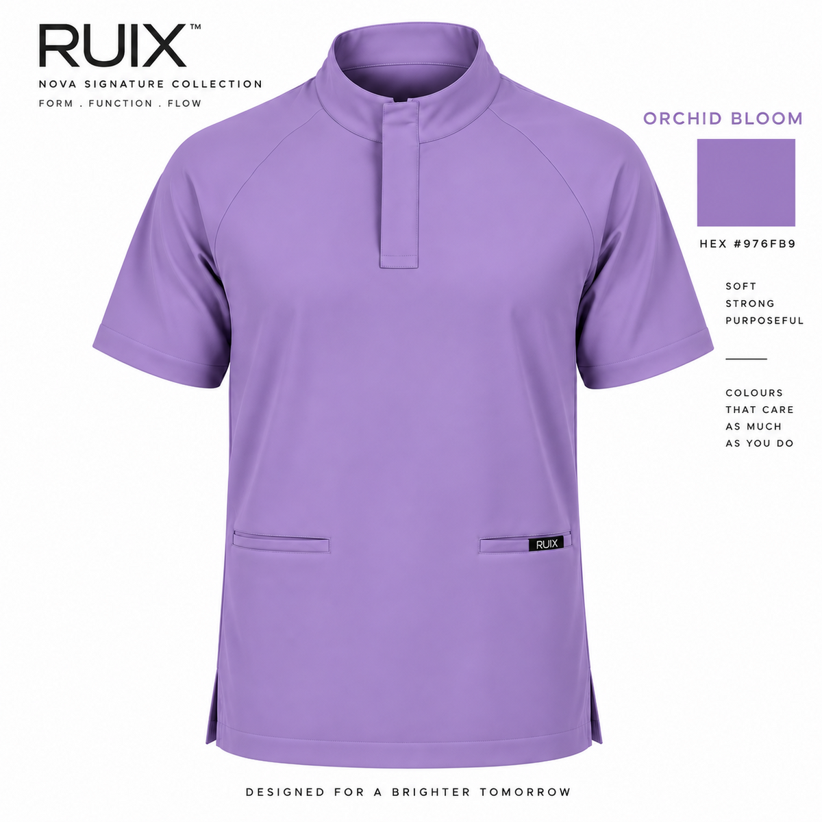 RUIX Mock Neck Zip Scrub Top for Men