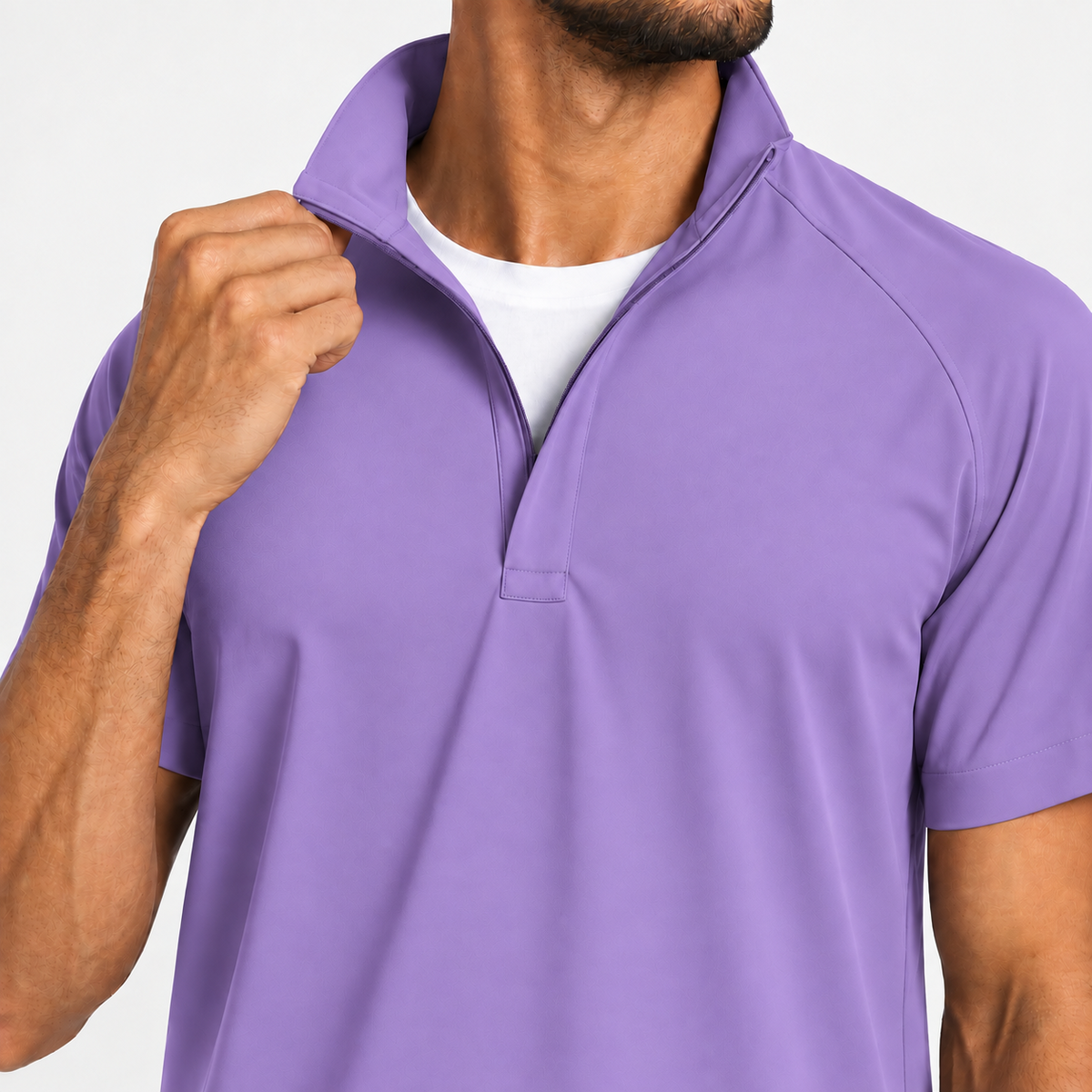 RUIX Mock Neck Zip Scrub Top for Men