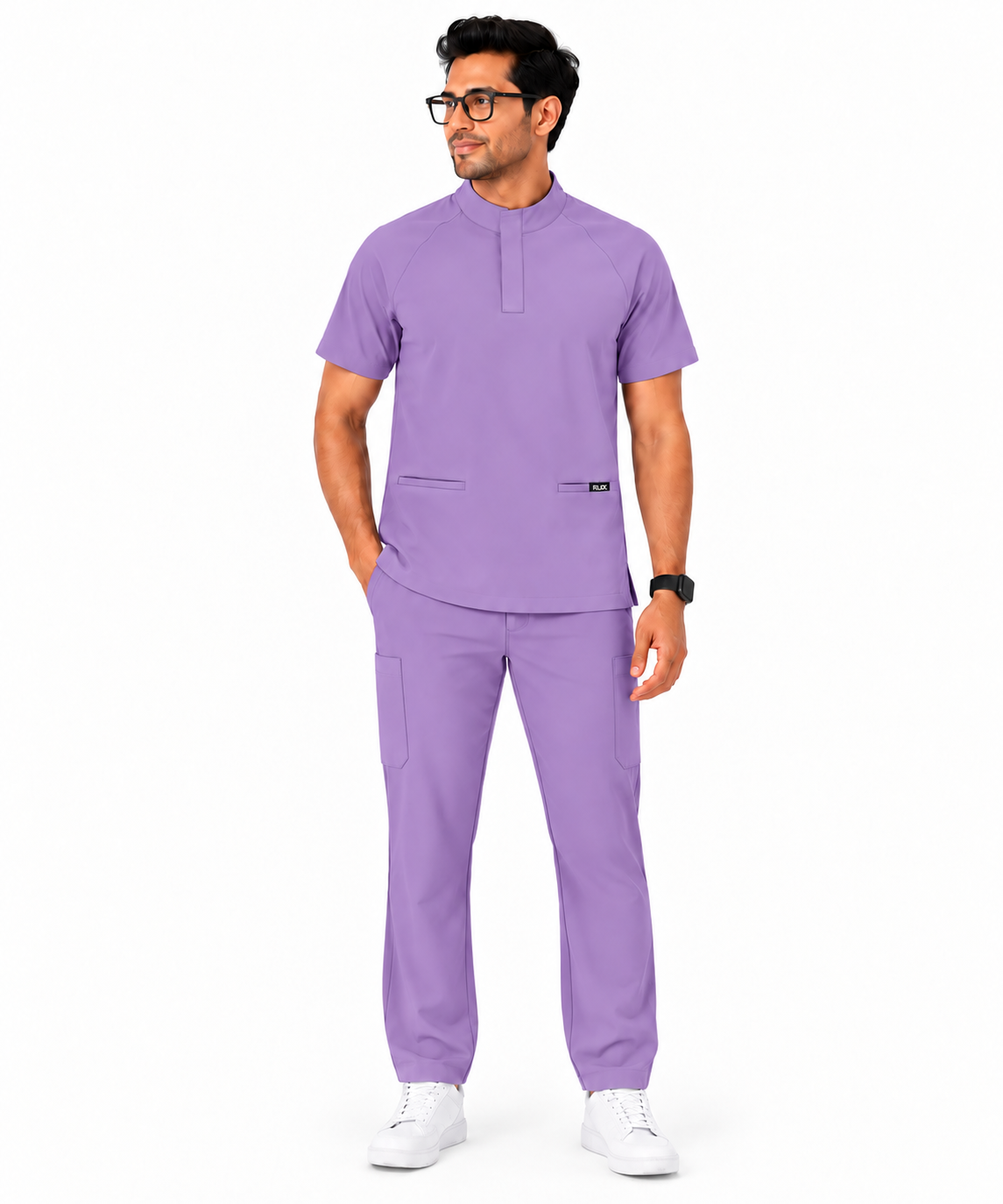 RUIX Mock Neck Zip Scrub Top for Men