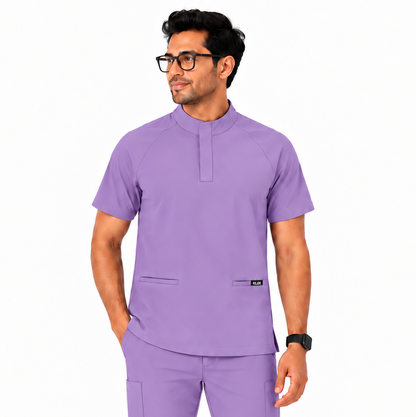 RUIX Mock Neck Zip Scrub Top for Men