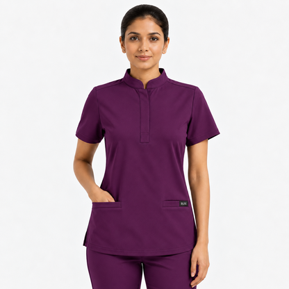 RUIX  Mandarin scrub top with Regular pant scrub set for women
