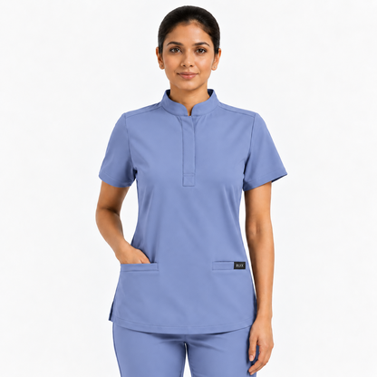 RUIX  Mandarin scrub top with Regular pant scrub set for women