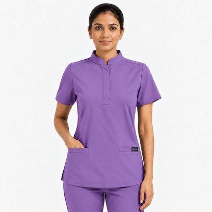 RUIX  Mandarin scrub top with Regular pant scrub set for women