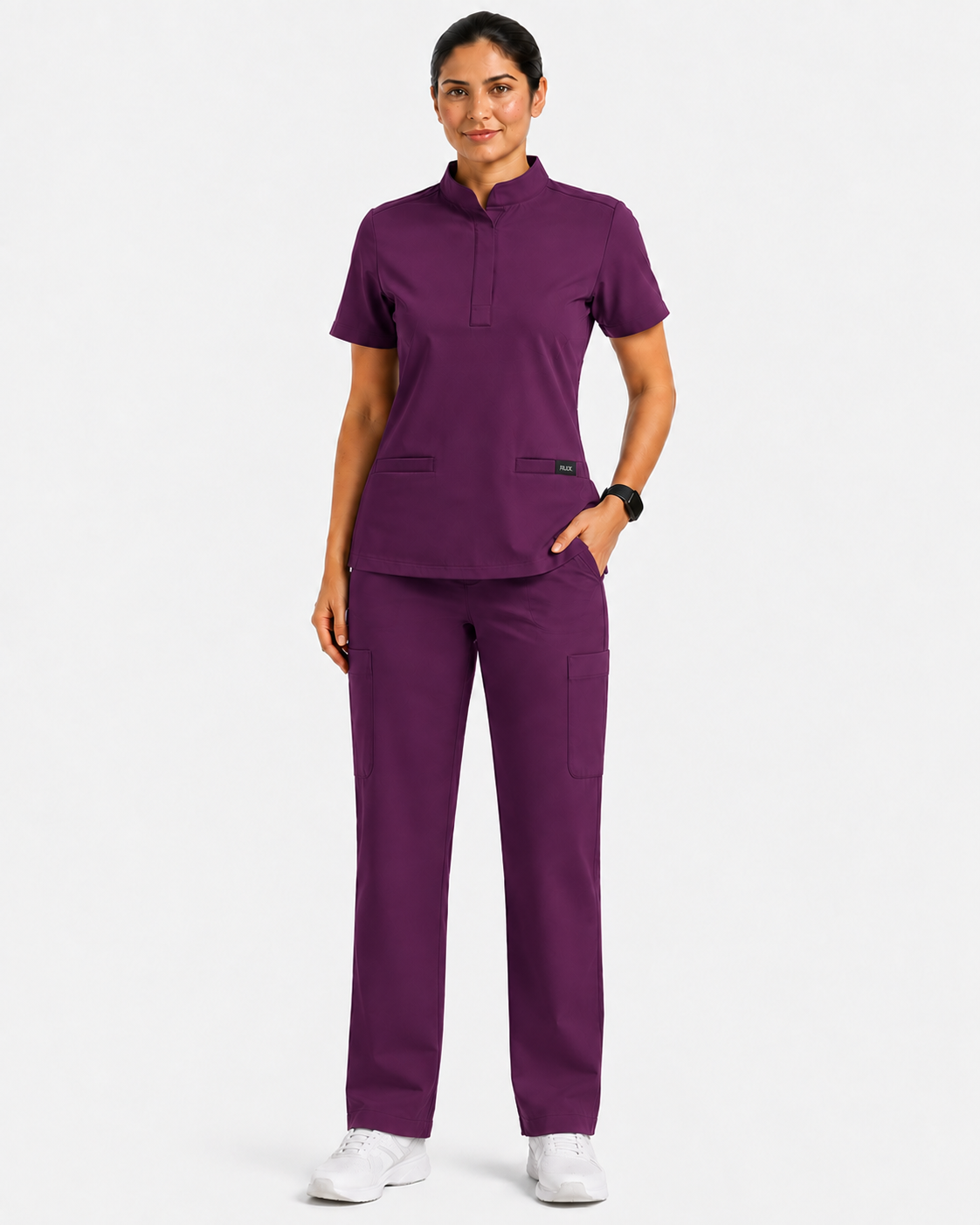 RUIX  Mandarin scrub top with Regular pant scrub set for women