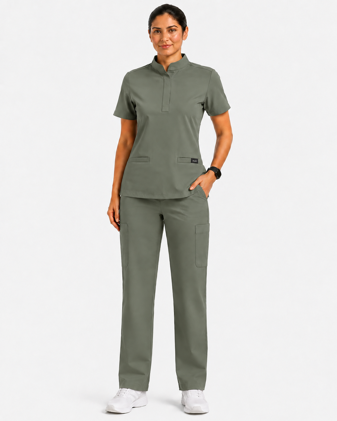 RUIX  Mandarin scrub top with Regular pant scrub set for women