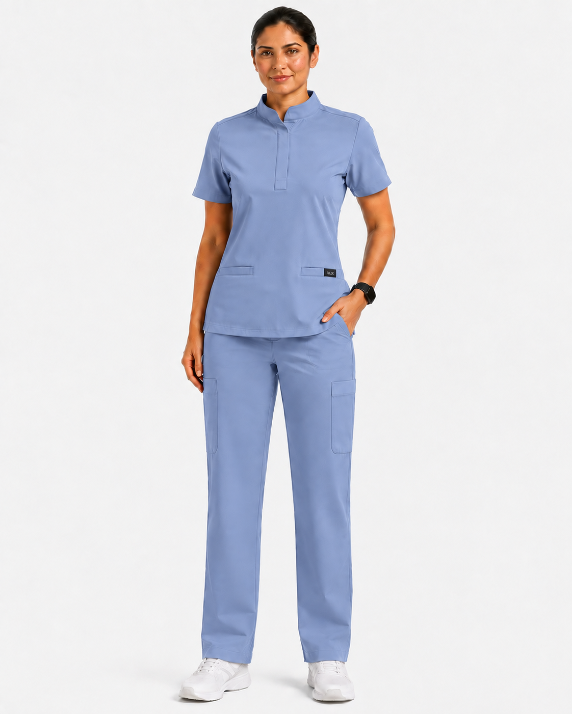 RUIX  Mandarin scrub top with Regular pant scrub set for women