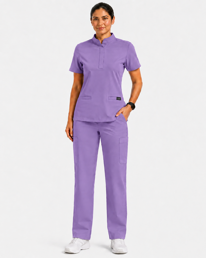 RUIX  Mandarin scrub top with Regular pant scrub set for women