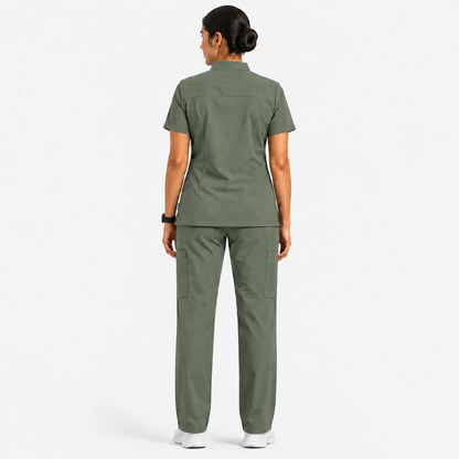 RUIX  Mandarin scrub top with Regular pant scrub set for women