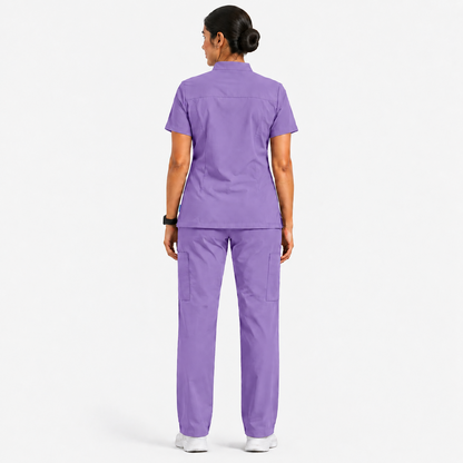 RUIX  Mandarin scrub top with Regular pant scrub set for women