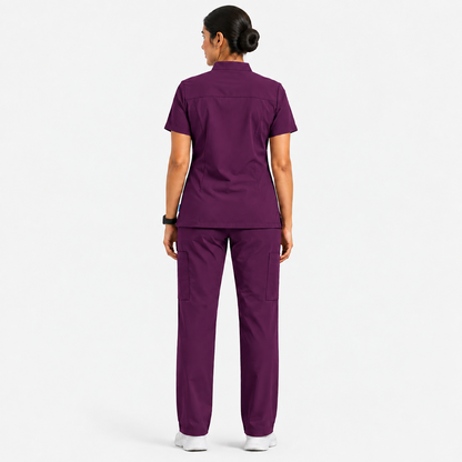 RUIX  Mandarin scrub top with Regular pant scrub set for women