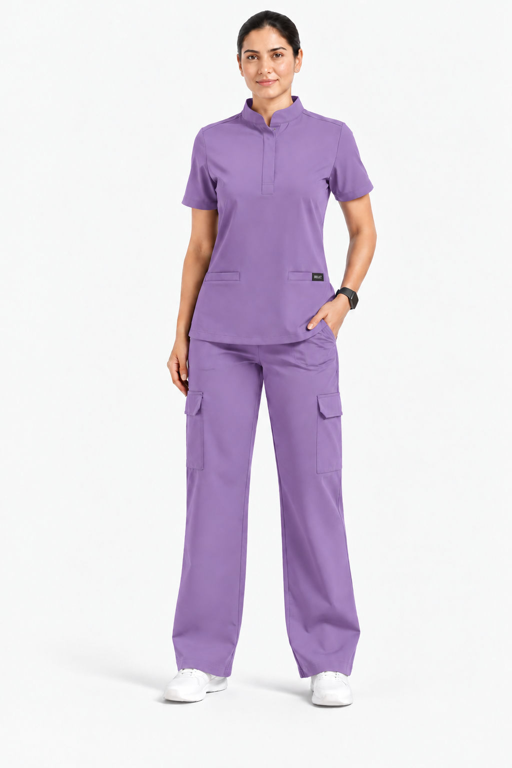 Ruix Mandarin scrub top with Cargo-pant-set- women