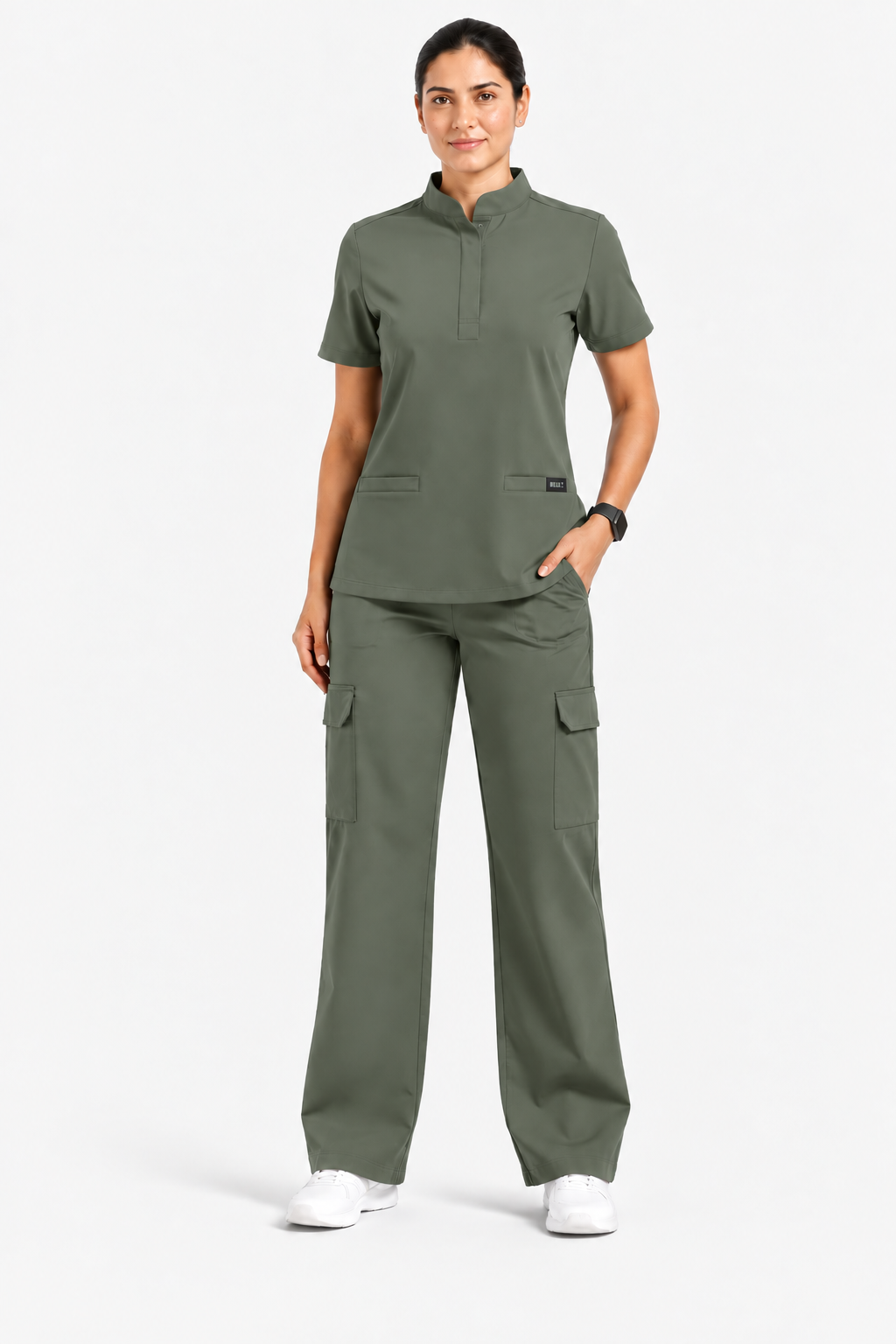 Ruix Mandarin scrub top with Cargo-pant-set- women