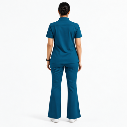 RUIX Mandarin scrub top with Flare™ pant set for women