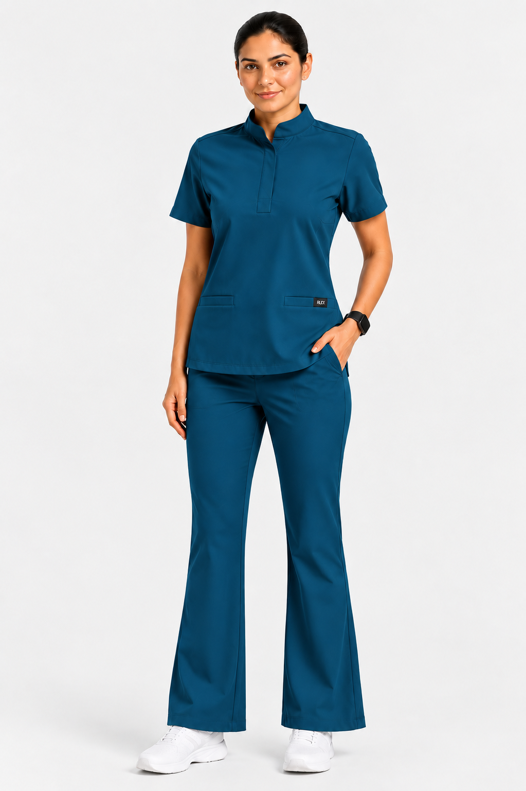 RUIX Mandarin scrub top with Flare™ pant set for women