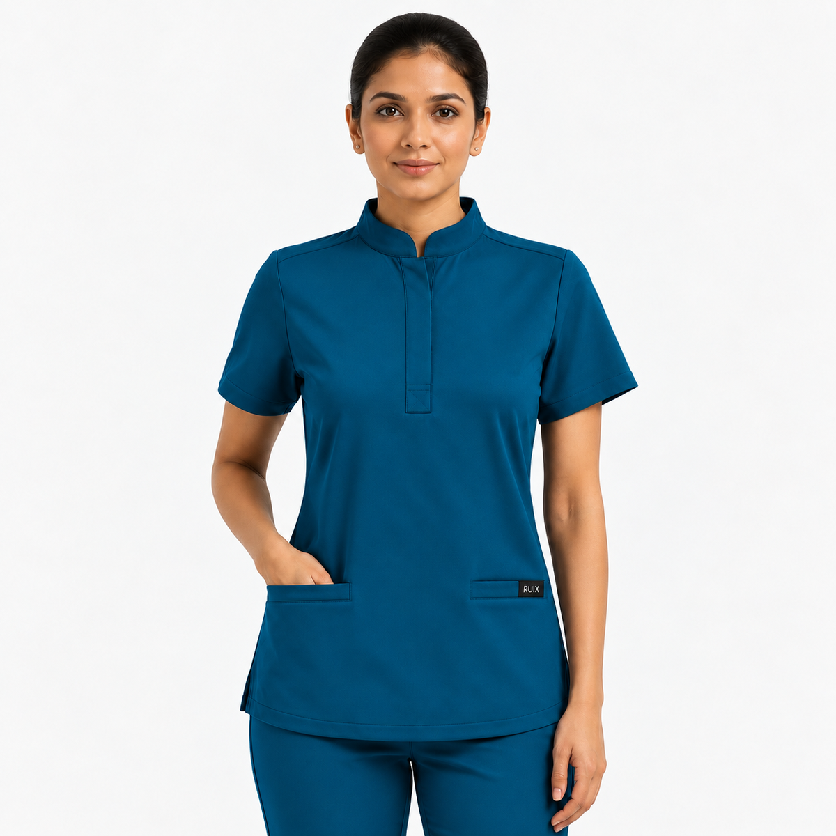 RUIX  Mandarin scrub top with Regular pant scrub set for women