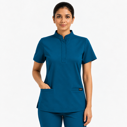 RUIX  Mandarin scrub top with Regular pant scrub set for women