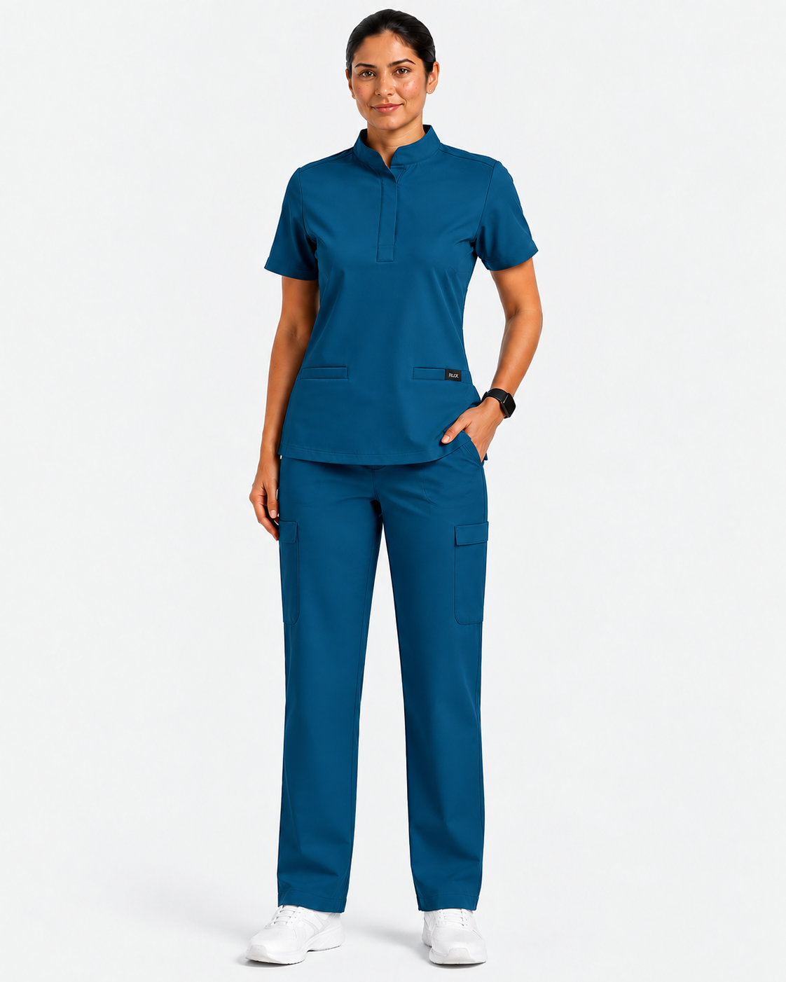 RUIX  Mandarin scrub top with Regular pant scrub set for women