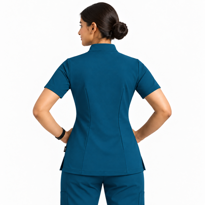 RUIX Mandarin scrub top with Flare™ pant set for women