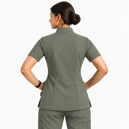 Ruix Mandarin scrub top with Cargo-pant-set- women
