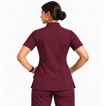 RUIX Mandarin scrub top with Flare™ pant set for women
