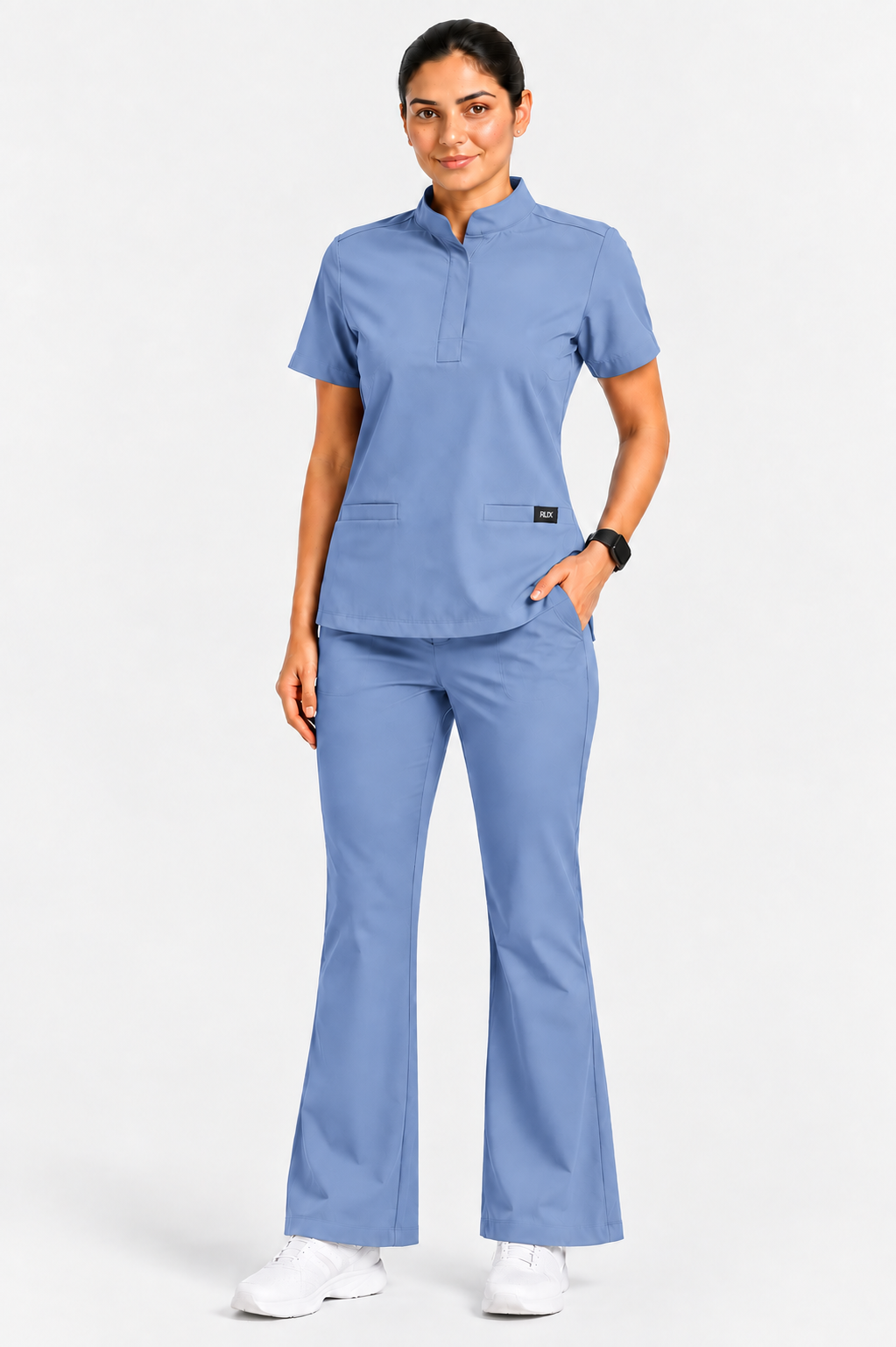 RUIX Mandarin scrub top with Flare™ pant set for women