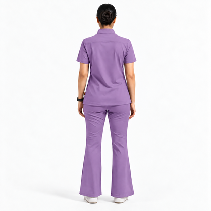 RUIX Mandarin scrub top with Flare™ pant set for women