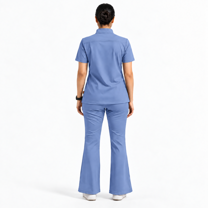 RUIX Mandarin scrub top with Flare™ pant set for women