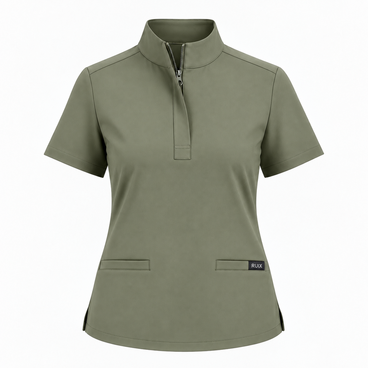 RUIX MOCK neck Zip Scrub Top For Women