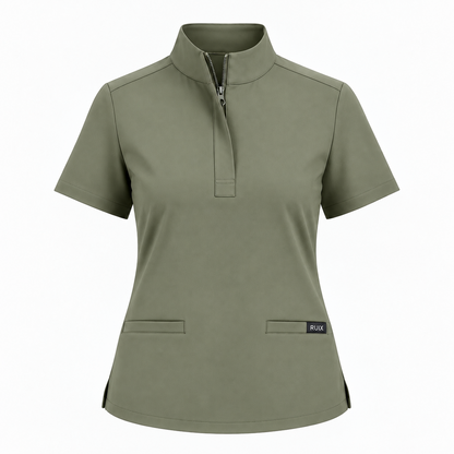 RUIX MOCK neck Zip Scrub Top For Women