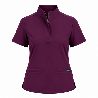 RUIX MOCK neck Zip Scrub Top For Women