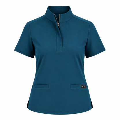 RUIX MOCK neck Zip Scrub Top For Women