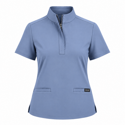 RUIX MOCK neck Zip Scrub Top For Women