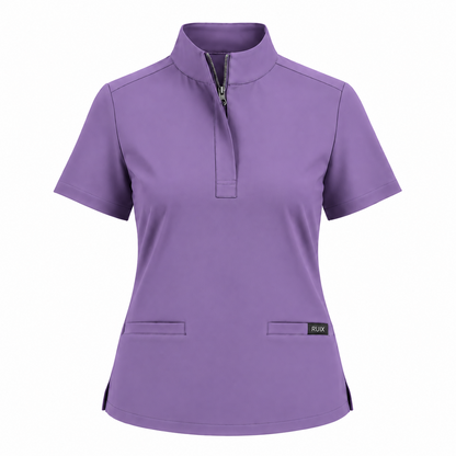 RUIX MOCK neck Zip Scrub Top For Women