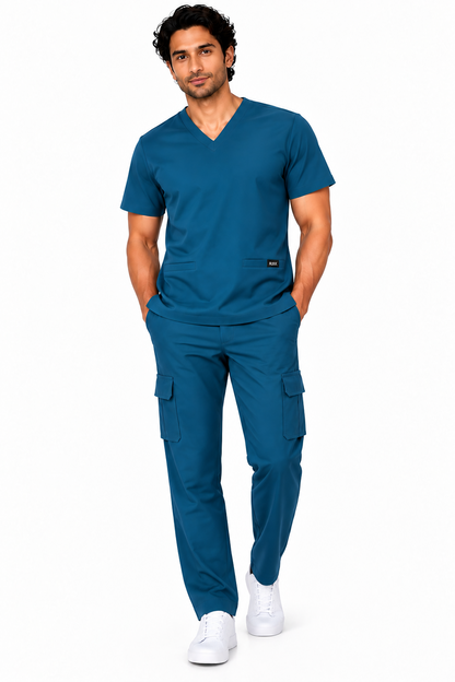 RUIX  NOVA V-Neck Top with Cargo Pant Scrub Set for Men