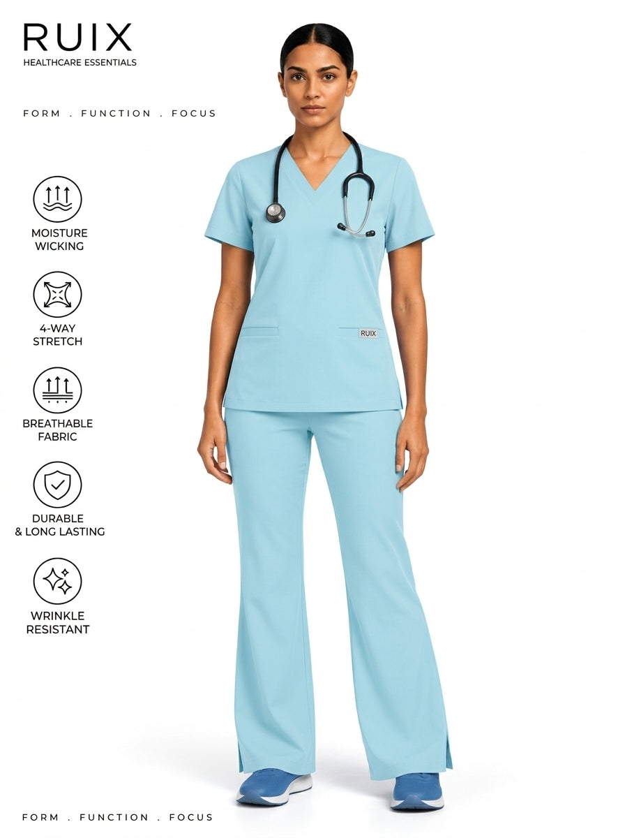 RUIX V-neck with Flare™ pant scrub set for women