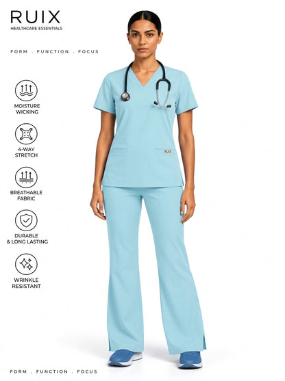 RUIX V-neck with Flare™ pant scrub set for women