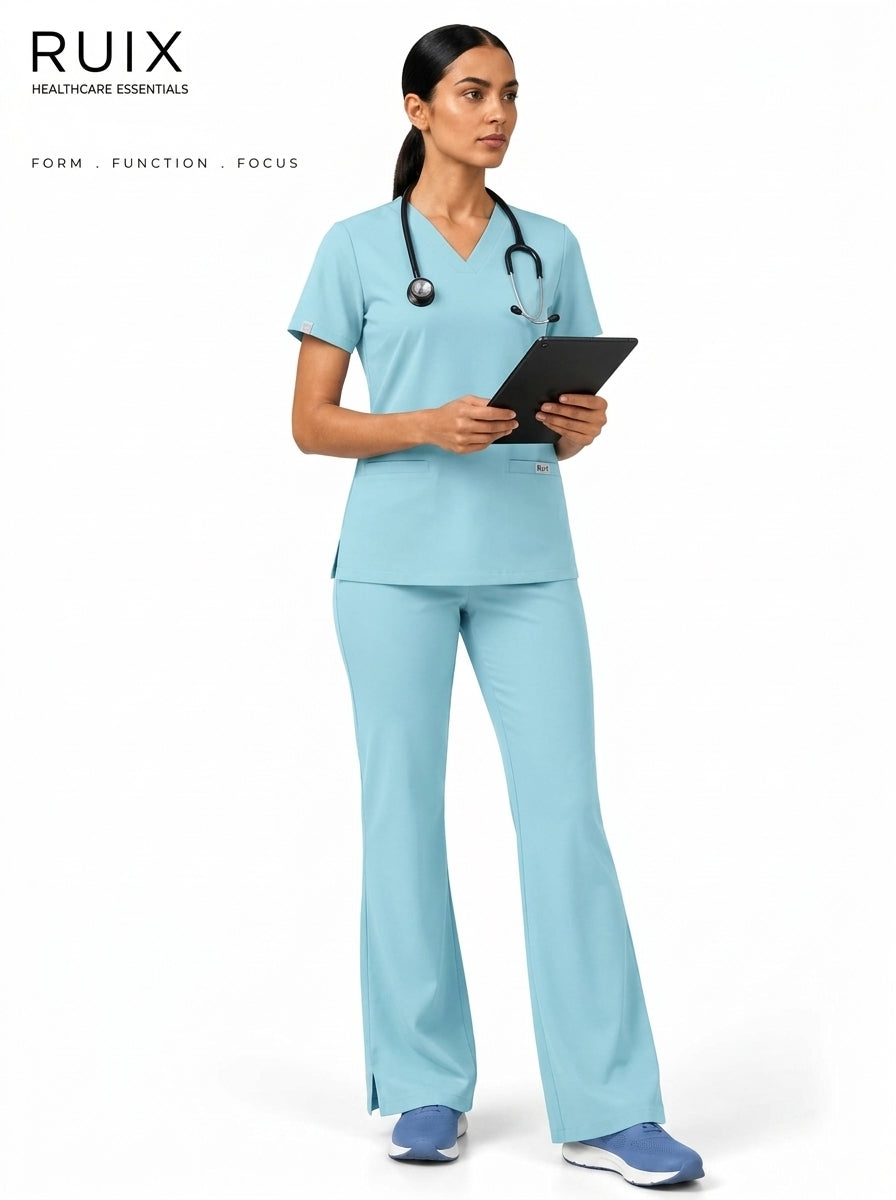 RUIX V-neck with Flare™ pant scrub set for women