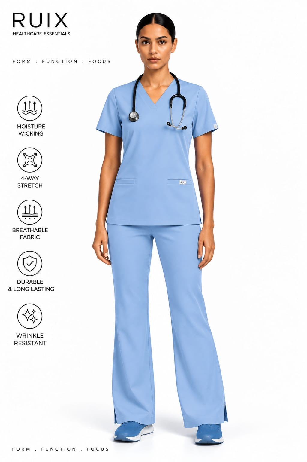 RUIX NOVA V-Neck Scrub Top For Women