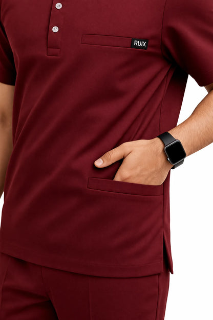 RUIX Form Mandarin Collar Scrub Top for Men
